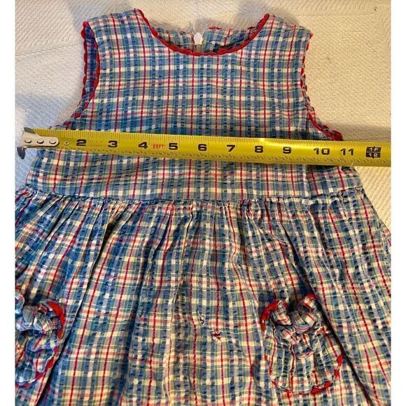Vintage Amish Mennonite Handmade Modest Girls Dress Plaid Pockets S/M See Photos - Picture 5 of 7